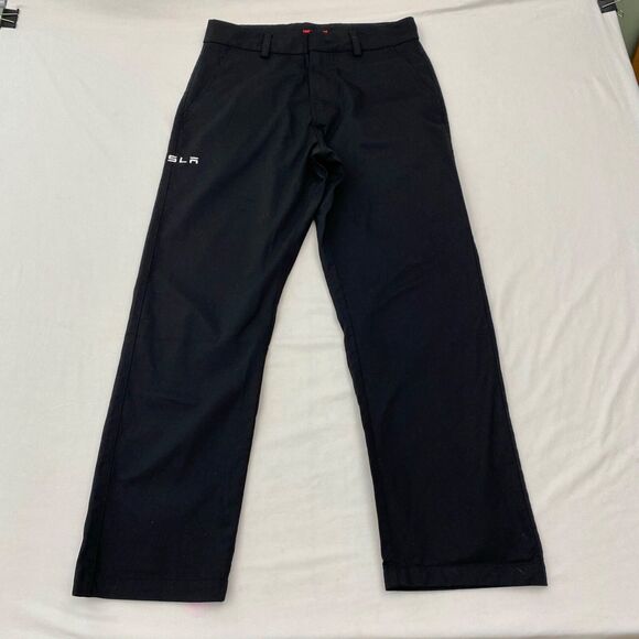 Tesla Pants Mens 32x30 Black Straight Leg Embroidered Spellout Authentic - Picture 1 of 11